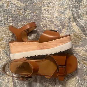 a.n.a brown 7.5 wedge sandals